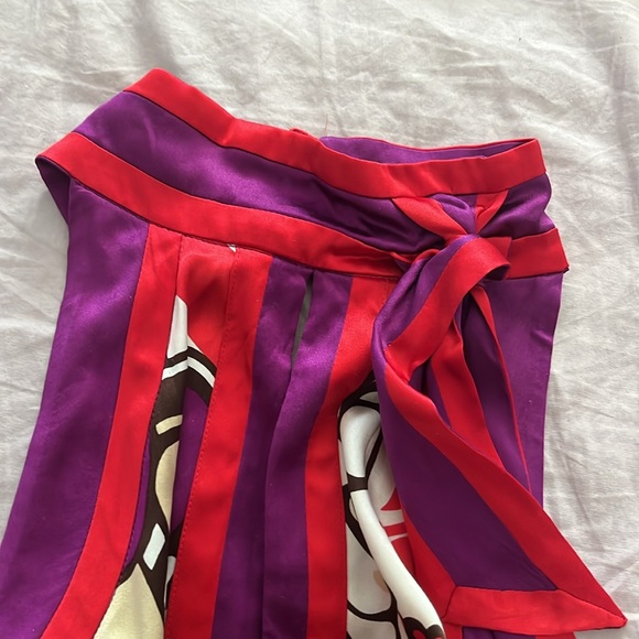 Bebe purple, red, white, brown and beige halter top. - Picture 3 of 13